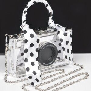 Mirror Vegan Leather Top Handle Camera Clutch
